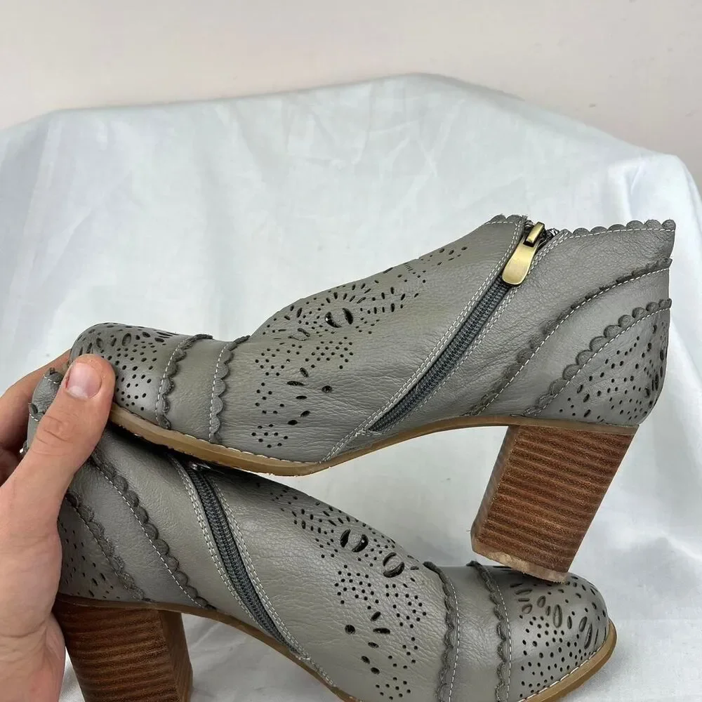 L'Artiste by Spring Step Leather Heeled boots Grey leather Ankle Boots Size 9 - Picture 6 of 8